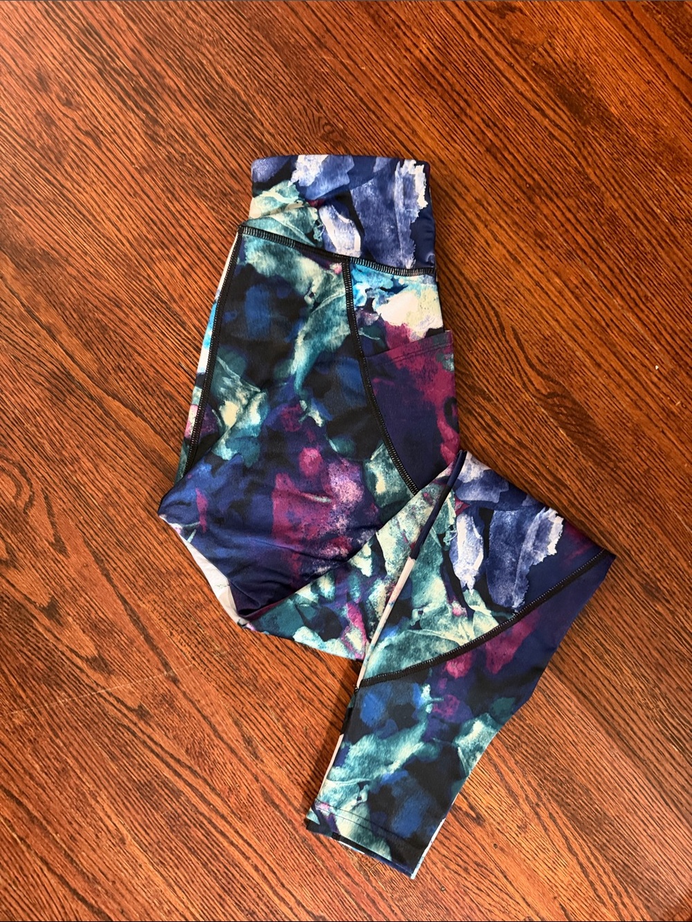 Multicolor Abstract Print Leggings - Blue/Purple